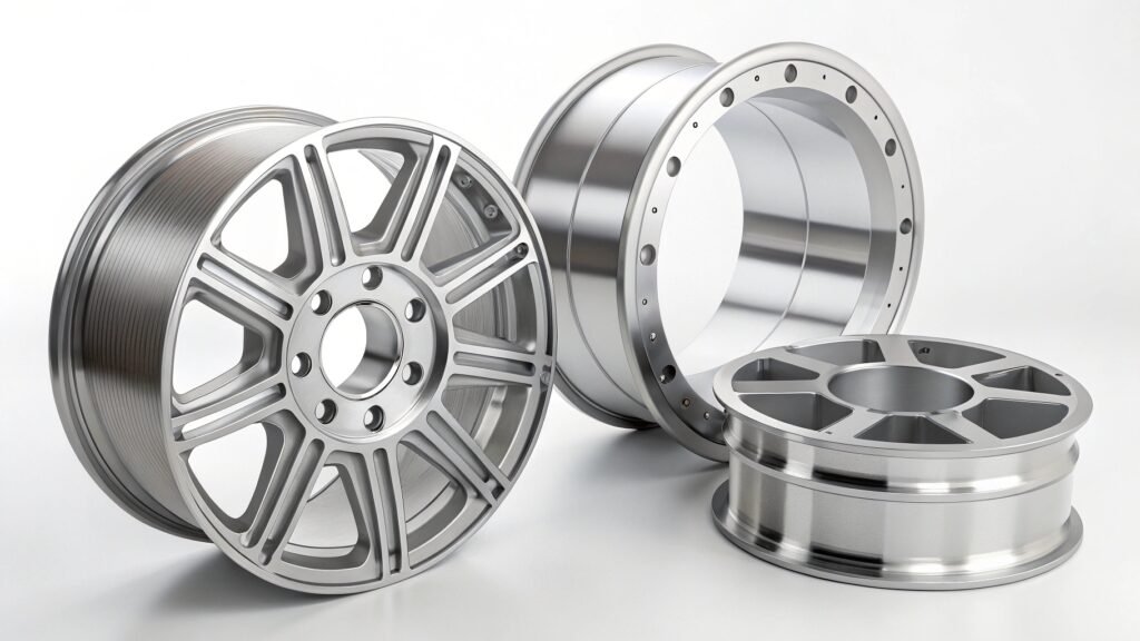 alt with keywords: selection of different aluminum alloy billets labeled with their series numbers